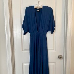 Reformation, Blue, Low Cut, Midi, Kimono Sleeves, Jersey Dress Size XS